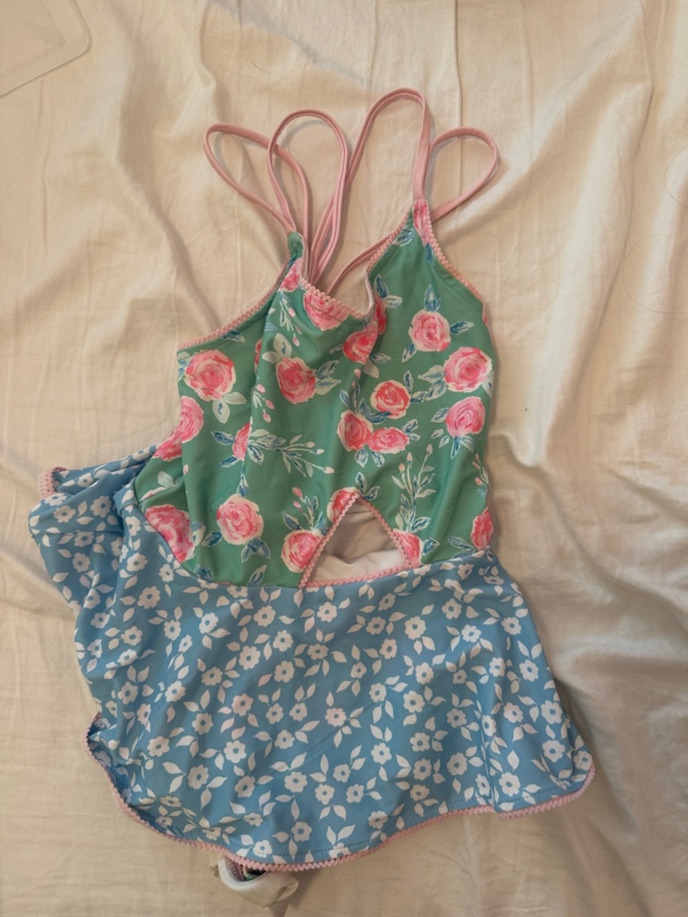 SweetHoney Pink-Trim Floral One-Piece